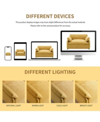 Oversized Chenille Sofa Chair - Wide Deep Seat, Modern Armchair