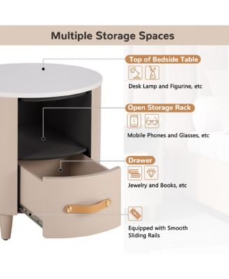 + 1 Pc. + Wood + Drawer & Shelf + Nightstand/End Table