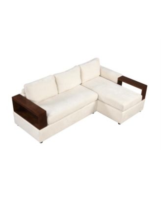 87.4" Sectional Sofa Couch with Reversible Armrests, Beige