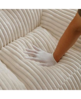  Giant Beige Plush Bean Bag Chair with Footstool