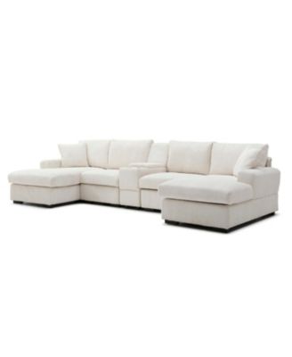 U Shaped Cloud Couch Sectional Sofa, 126" Oversized Comfy Sofa, Beige
