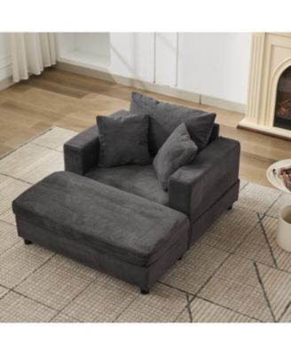 Chaise Lounge with Storage Ottoman & Pillows