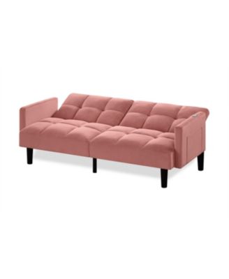  Velvet Futon Couch Convertible Folding Sofa Bed Tufted Couch for Apartment