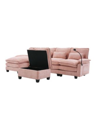 106" U-Shape Sectional Sofa Cloud Couch, Chenille, Ottoman & Pillows