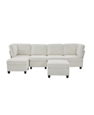  Modular Sectional Sofa- Convertible 6-Seat Couch with Chaise & Ottoman