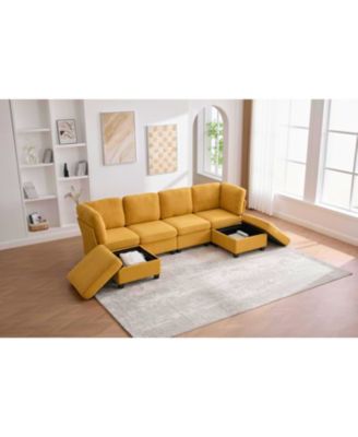 Modular Sectional Sofa- Convertible 6-Seat Couch with Chaise & Ottoman