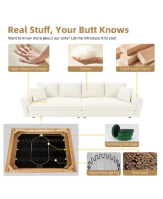 Streamdale Plush Corduroy 4-Seat Sofa with Ottomans - Beige