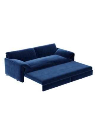  66" Queen Pull Out Sleeper Sofa Bed - Velvet Loveseat with Storage