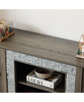 58" Modern Grey TV Stand with 2-Door Storage