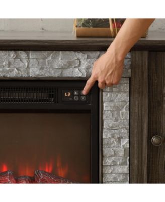 58" TV Stand with Fireplace, 2-Door Storage, Grey Media Console