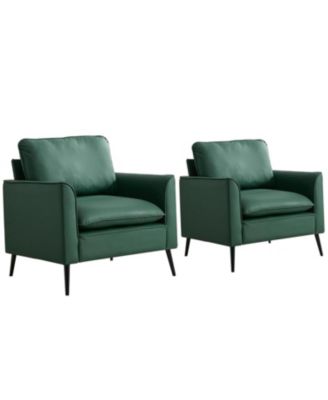 Cat Paw Green Leather Sofa & Chair Set