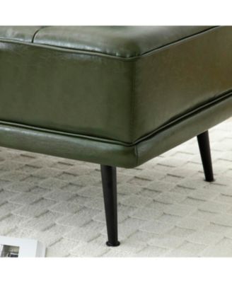  55" Green Faux Leather Bed Bench with Swivel Tray & Metal Legs