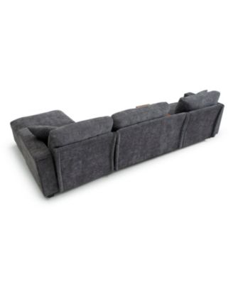  Oversized L-Shaped Sectional Sofa with Drop Down Table & Storage Ottoman
