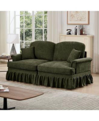 Mid Century Chenille Loveseat Sofa with Flared Arms