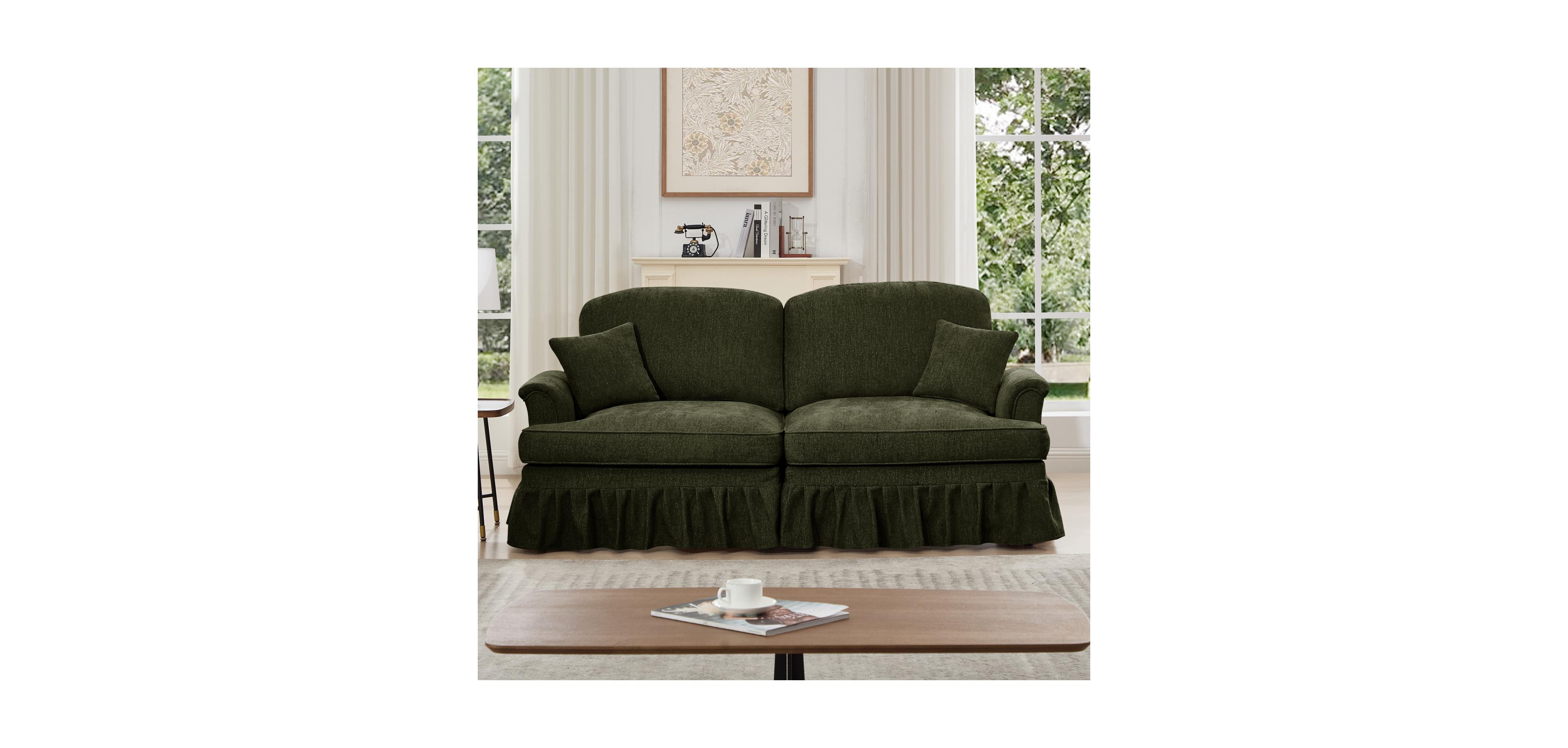 Streamdale Furniture Mid Century Chenille Loveseat Sofa with Flared Arms