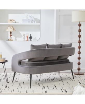 Velvet Loveseat Settee with Pillows - Small Sofa for Small Spaces