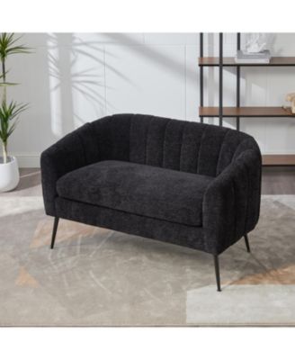 50.2" Chenille Loveseat, Modern Glam Settee, Channel Tufted 2-Seater