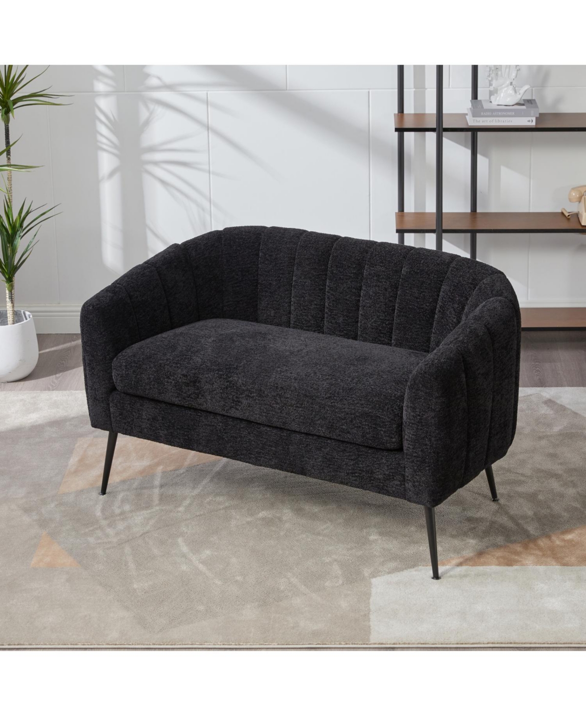 Streamdale Furniture 50.2" Chenille Loveseat, Modern Glam Settee, Channel Tufted 2-Seater