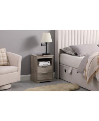  Nightstand with Charging, 2 Drawers & Shelf