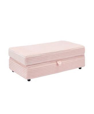 Corduroy Armchair + Storage Stool Set w/ USB - Pink