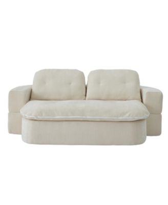 Convertible Chenille Floor Sofa Bed with Pillows & Quilt