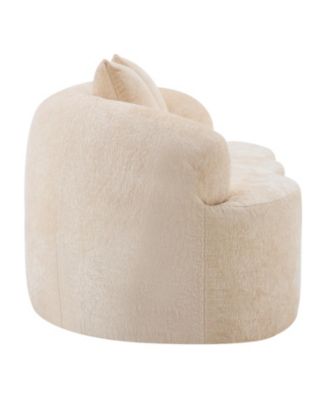 Curved Loveseat Sofa, Small Space Couch with 2 Pillows