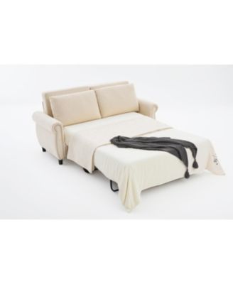 Sleeper Sofa Bed, Pull Out Couch, 2-Seater Linen Convertible Sofa