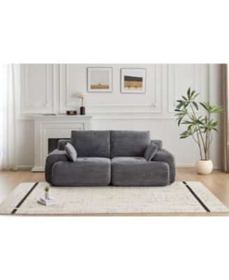 Modern Memory Foam 2-Seater Corduroy Sectional Sofa - Grey