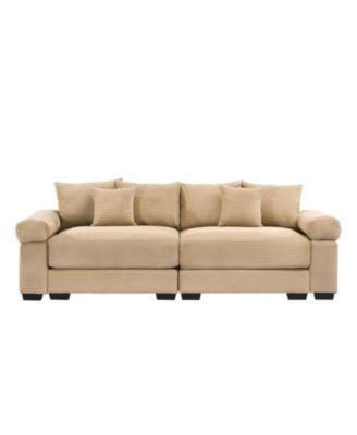 Oversized Cloud Modular Sectional Couch, Corduroy, Wide Armrests, Camel