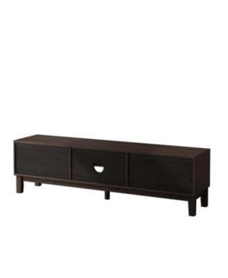 Mid-Century Media Console - 75" TV Stand, 4 Drawers, Cable Management (Dark Brown)