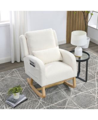 27.5" Modern Accent Rocker Armchair w/ Lumbar Pillow & Pockets