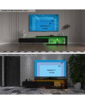 Streamdale TV Console with Storage Extendable LED TV Stand Modern Entertainment Center Black