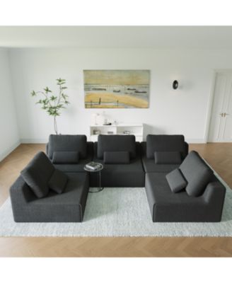 Oversized Modular Boucle Sectional Sofa - Convertible Spacious Foam-Filled