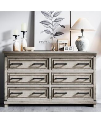 Modern 6-Drawer Bedroom TV Cabinet, Wide Storage Dresser for Clothes Organization in Living Room, Dining Room, or Hallway