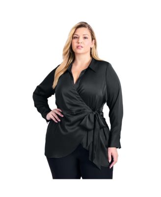 Women's Goldi Satin Wrap Blouse