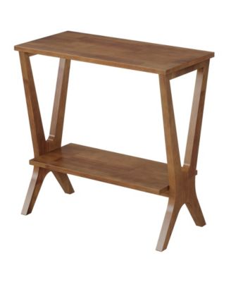 Solid Wood End Table for Living Room, 2-Tier Storage Shelves Sofa Couch Side Table with Sturdy Legs