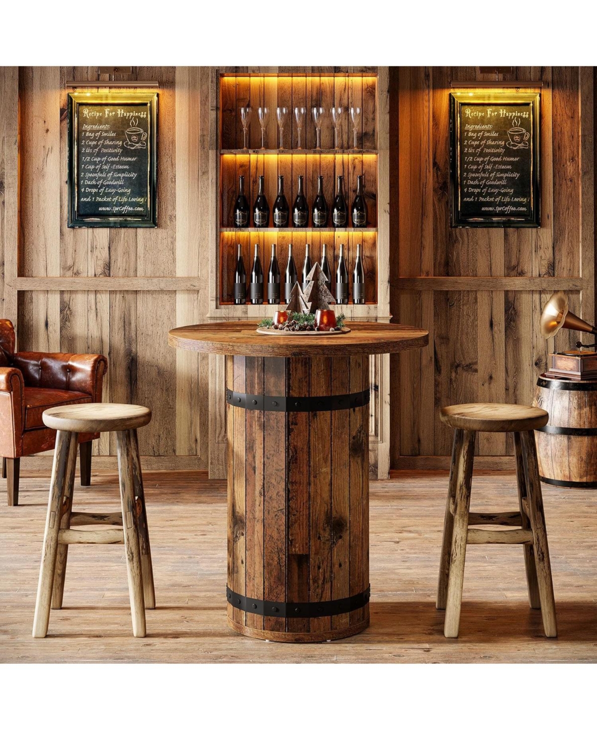 Tribesigns Round Bar Table, 39.4-Inch Bar Height, Bistro Pub Table for Kitchen, Living Room, Small Space