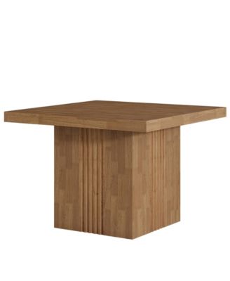 39-Inch Square Dining Table for 4, Farmhouse Kitchen Dinner Table with Fluted Pedestal Base