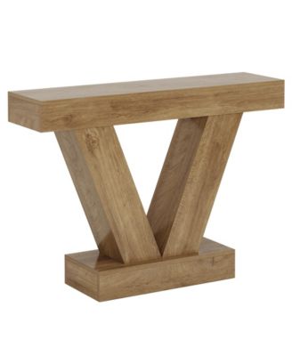 41.3" Console Table, Behind Couch Sofa Entryway Table with V-Shaped Legs, Natural