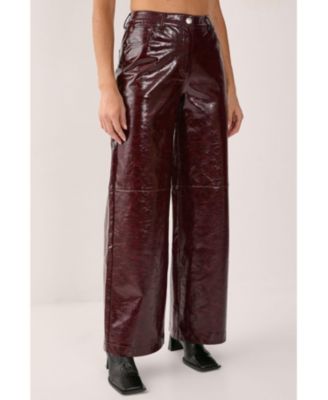 Women's High Shine Faux Leather Slouch Pant