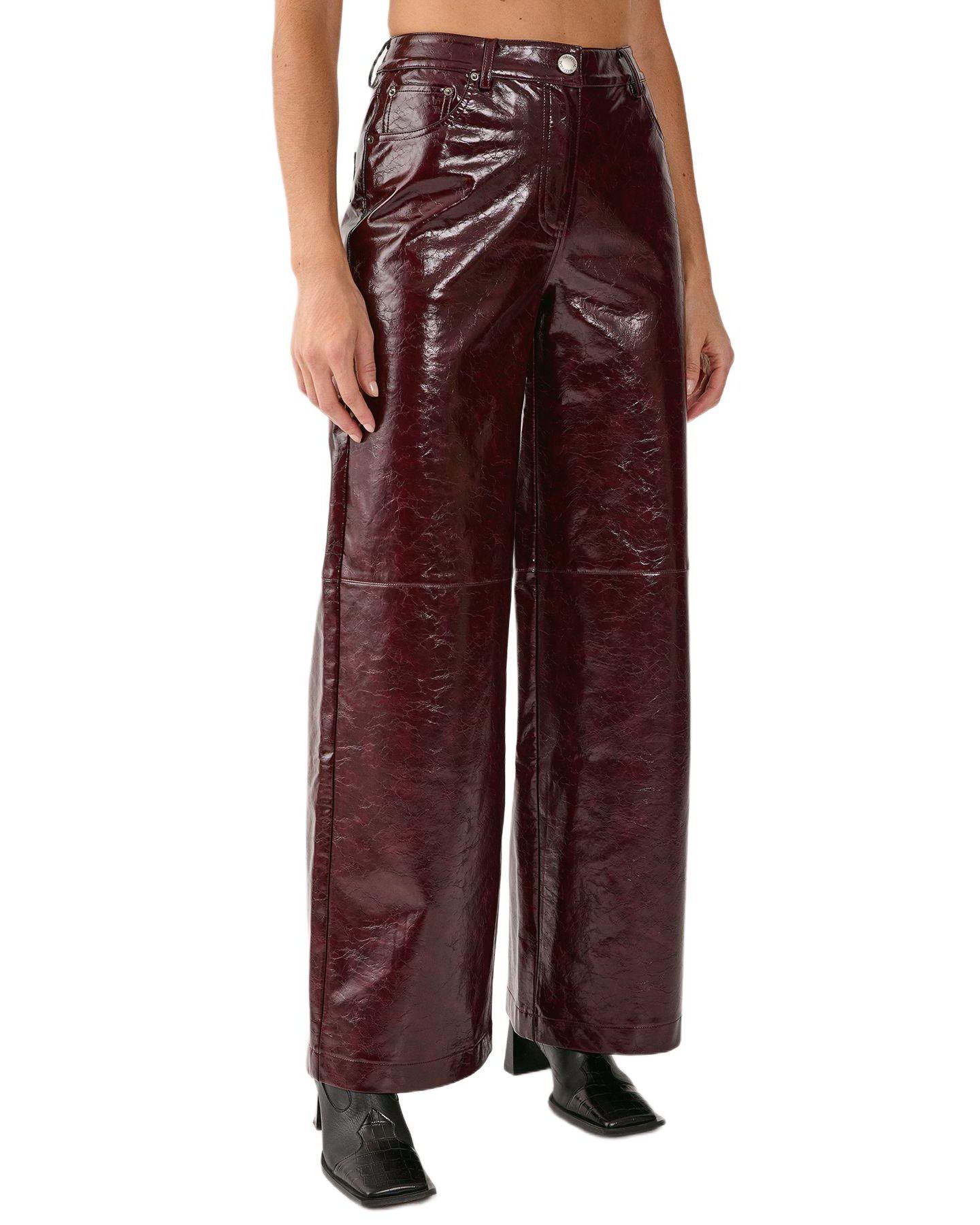 Женские брюки Nasty Gal High Shine Faux Leather Slouch, цвет: Бордовый — фото 1