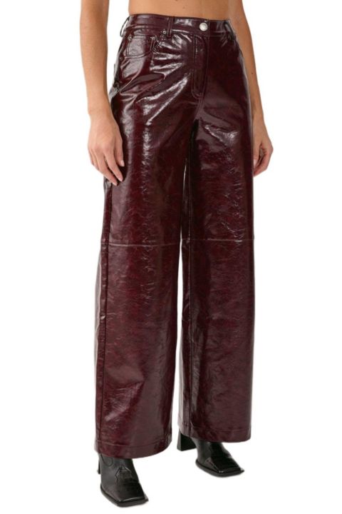Женские брюки Nasty Gal High Shine Faux Leather Slouch, цвет: Бордовый
