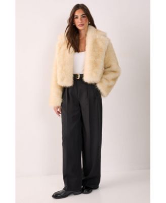 Women's Tipped Faux Fur Crop Jacket