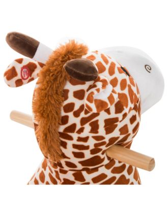 Baby Rocking Horse, Plush Animal Rocker w/ Realistic Sound, Pedals