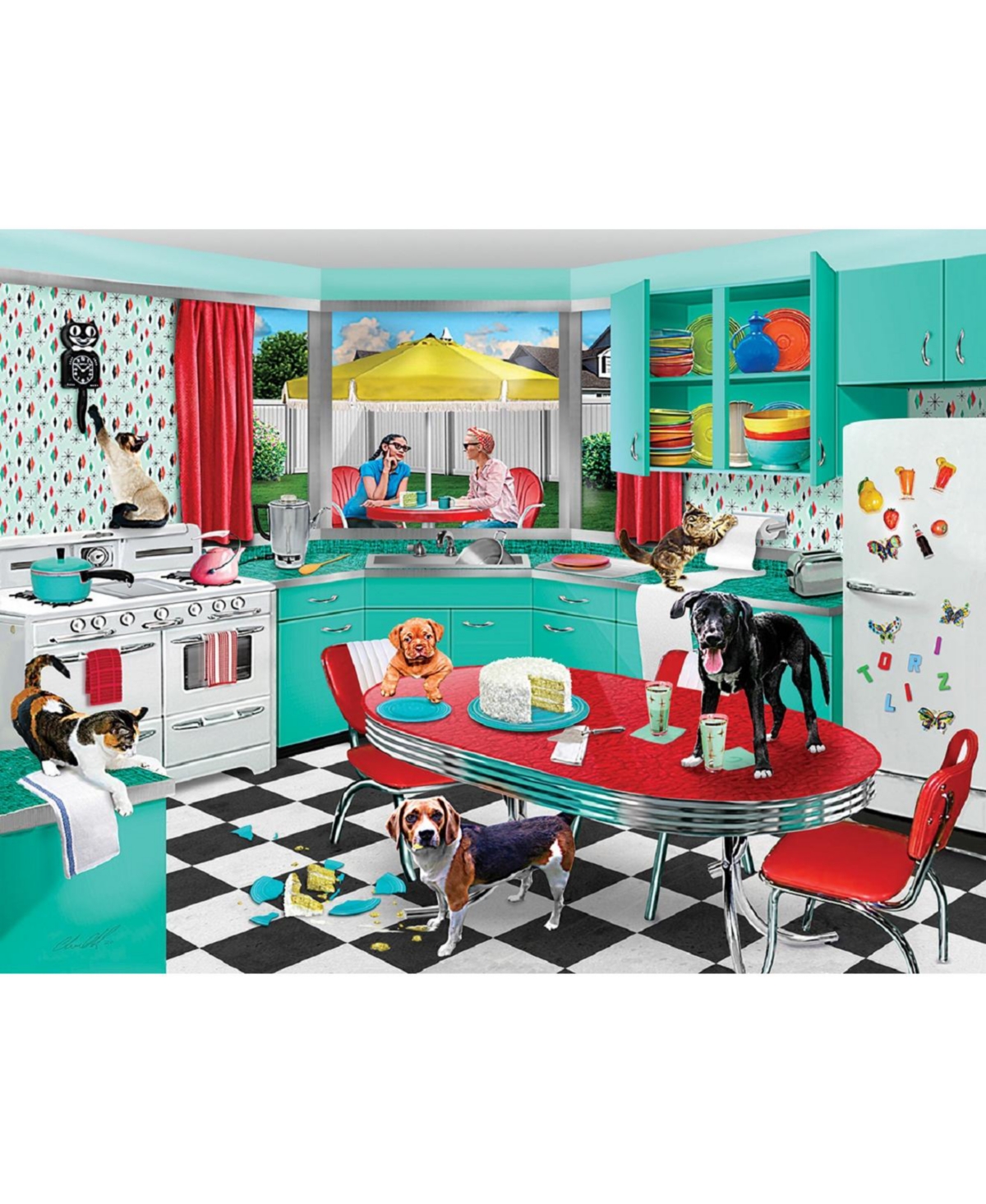 SunsOut Kitchen Mischief 500 piece Jigsaw Puzzle for Adults