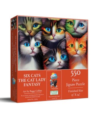 Six Cats the Cat Lady Fantasy 550 piece Jigsaw Puzzle for Adults