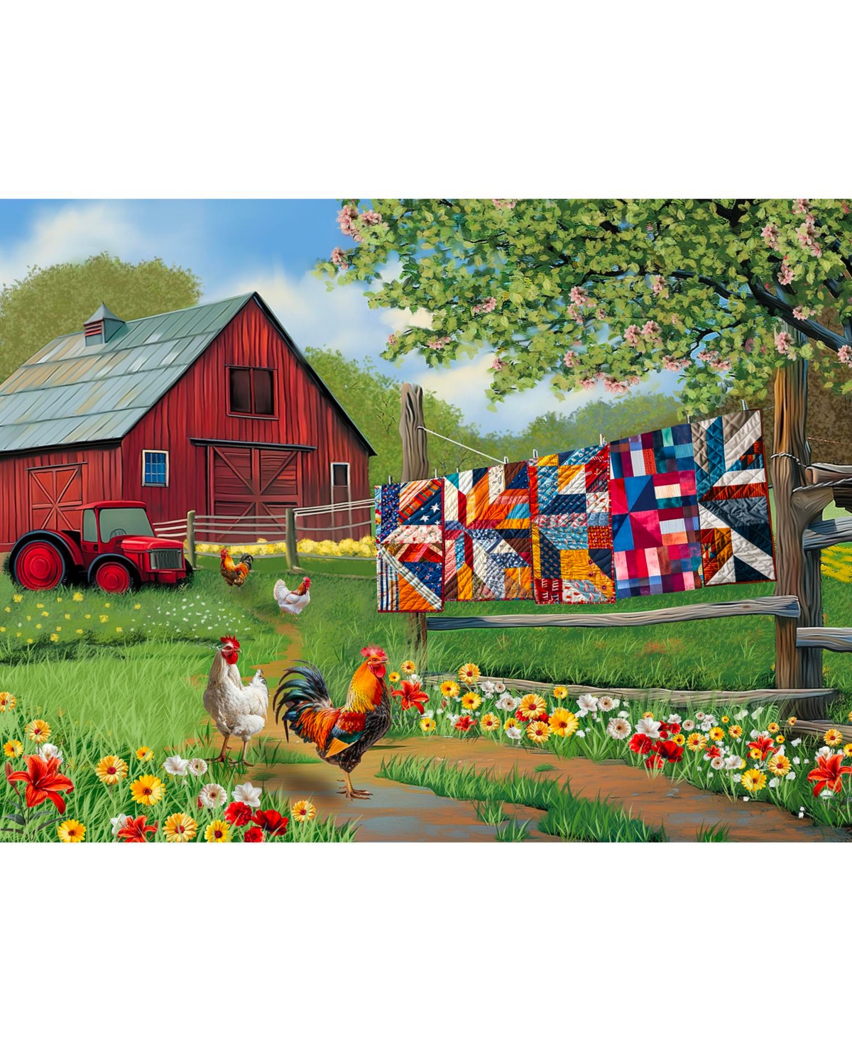 SunsOut Quilts on the Farm 500 piece Jigsaw Puzzle for Adults
