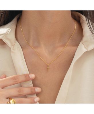 14k Gold Plated Marielle Mini Cross Necklace Holiday Gift Idea.