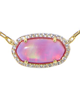 Opalescent Resin Elisa Pave Frame Short Pendant Necklace (Also Available in Imitation Pearl)