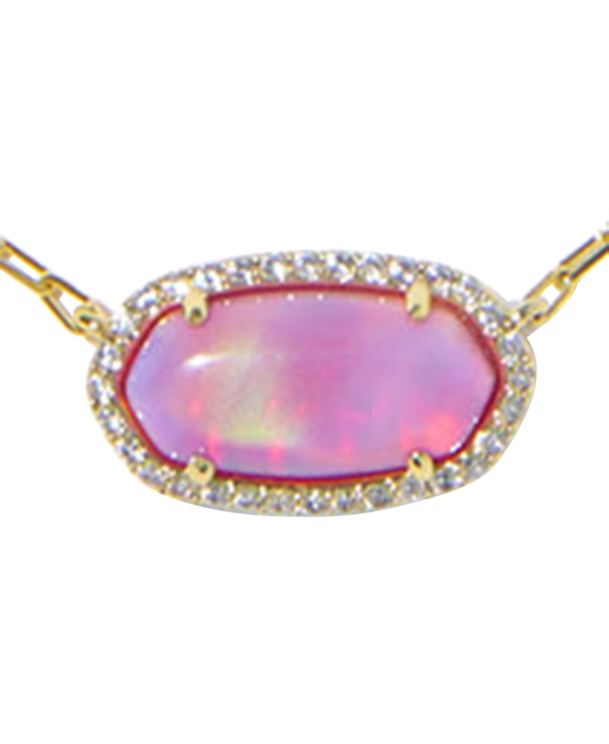Kendra Scott Opalescent Resin Elisa Pave Frame Short Pendant Necklace (Also Available in Imitation Pearl)